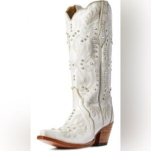White Studded Cowboy Boots
